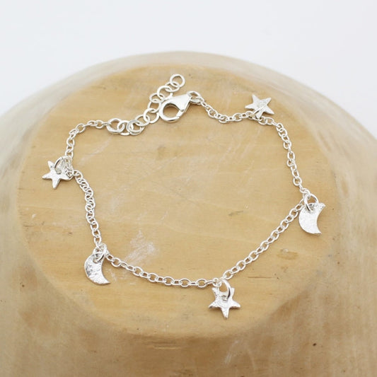 Star/Moon/Charm Bracelet Stirling Silver