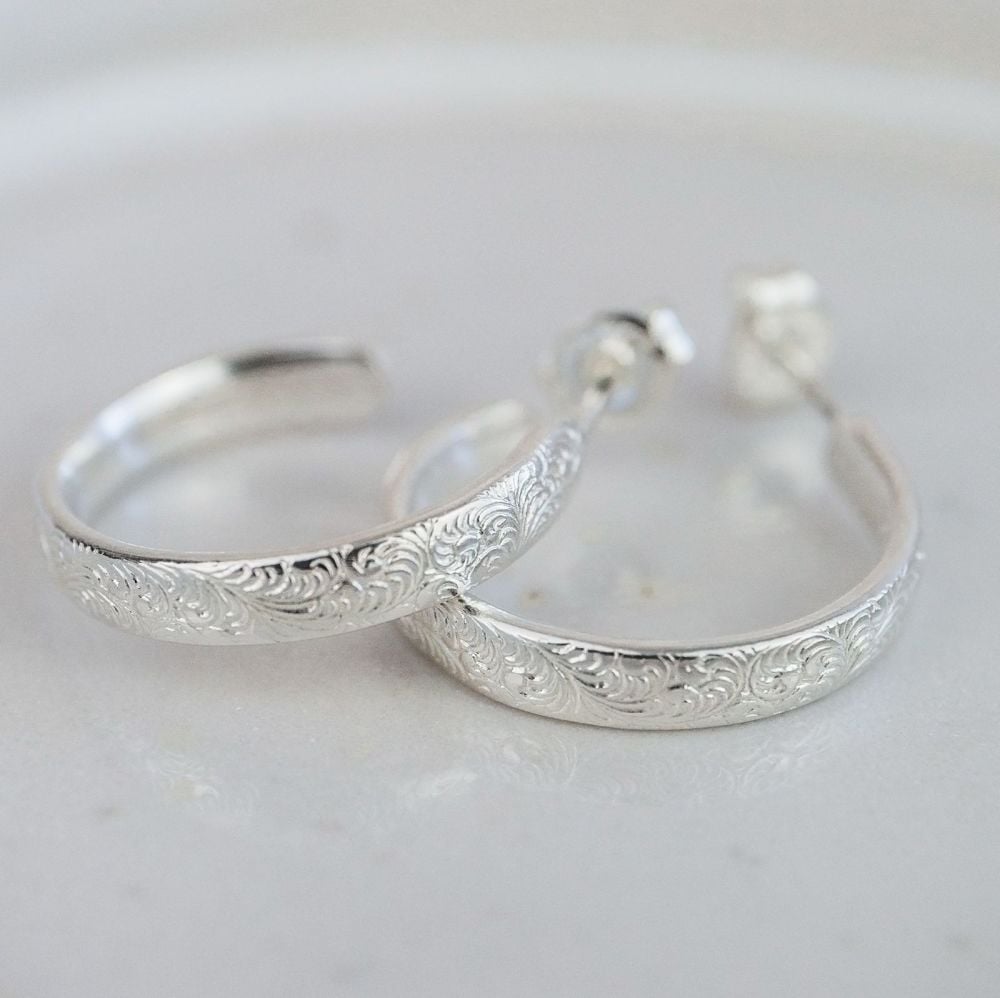 Lace Hoops Stirling Silver