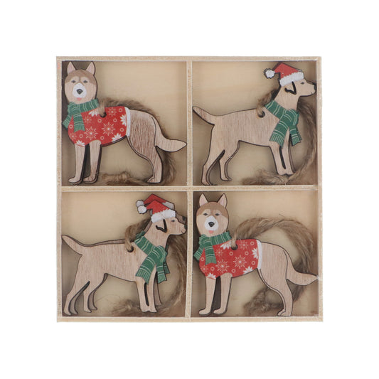 Wood Dog Dec set of 8