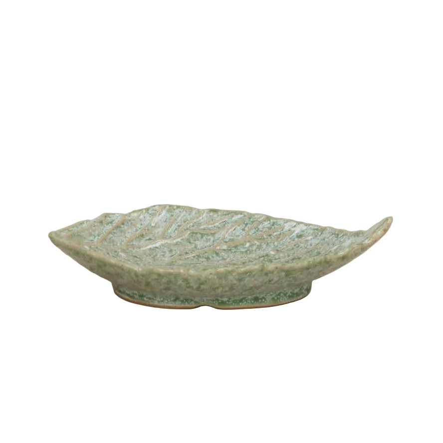 Green Speckle Leaf Dish Small