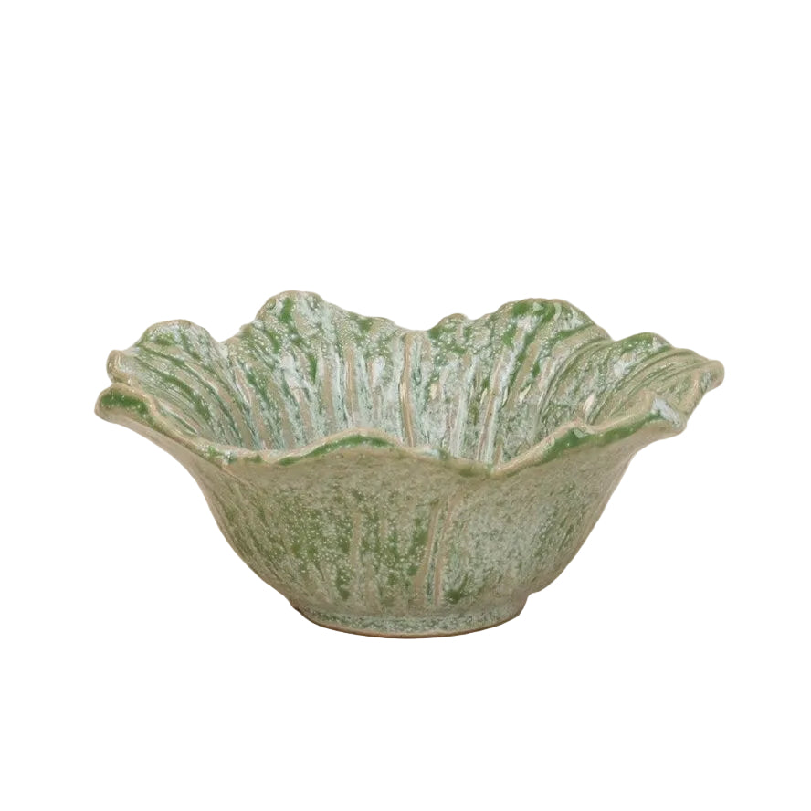 Green Speckle Flower Bowl