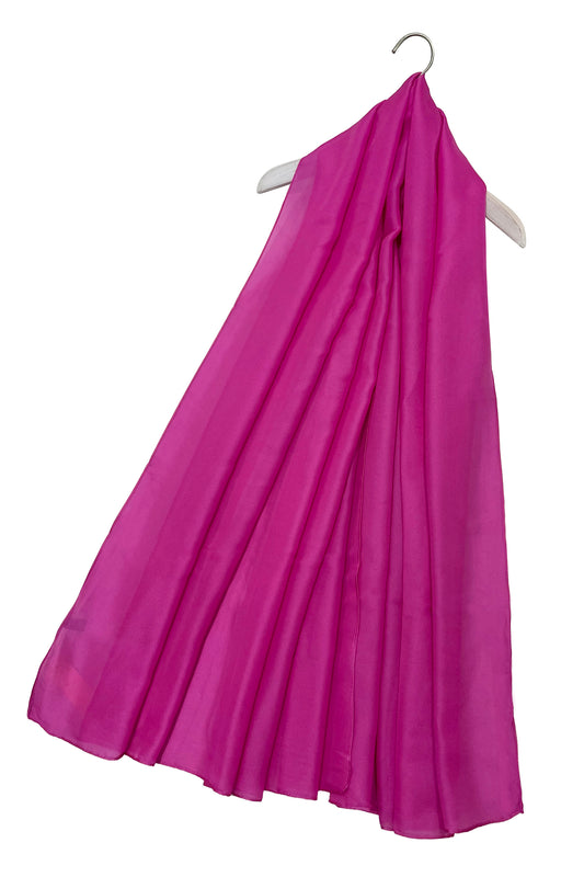 Plain Silk Scarf Fuchsia Pink
