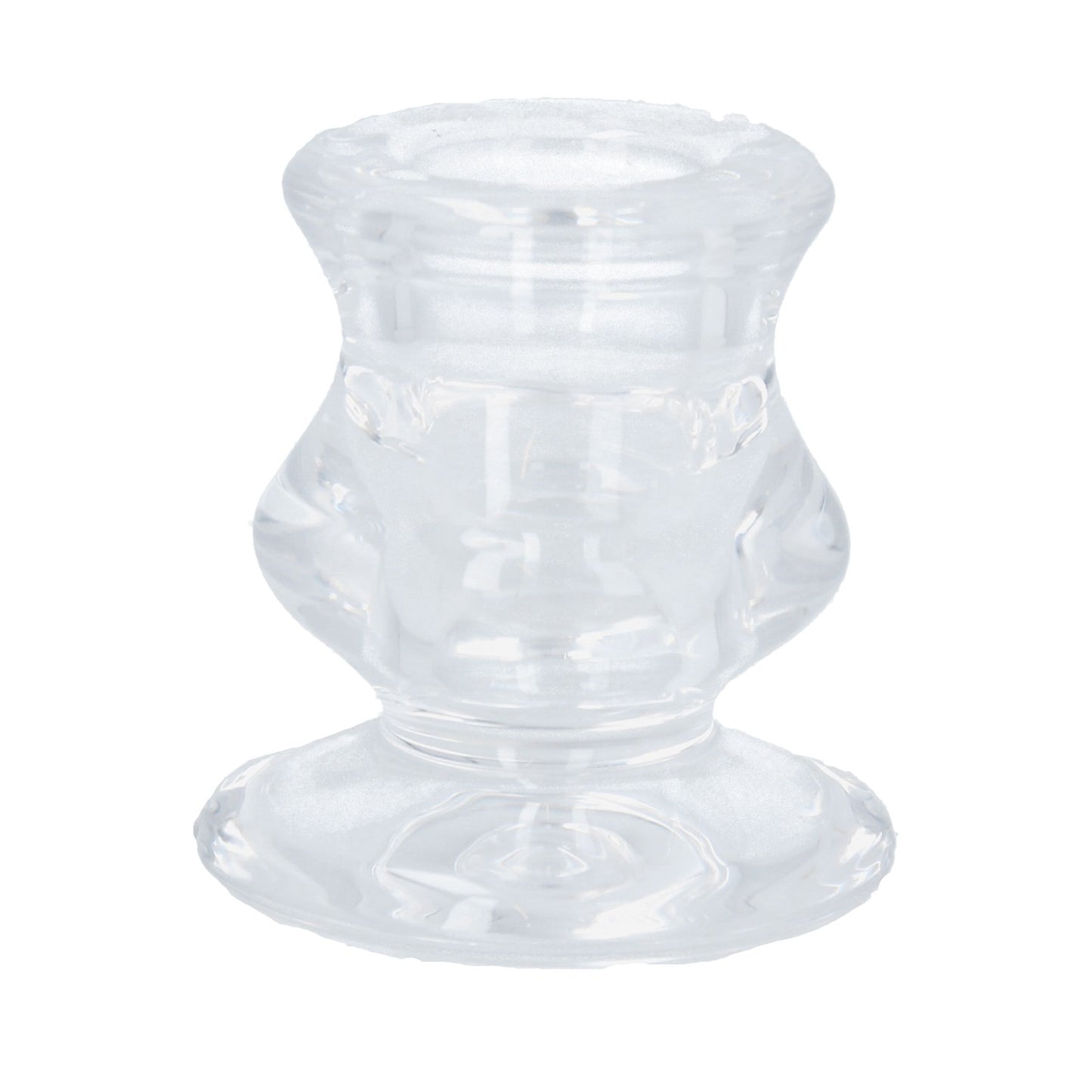 Short Clear Glass Candlestick