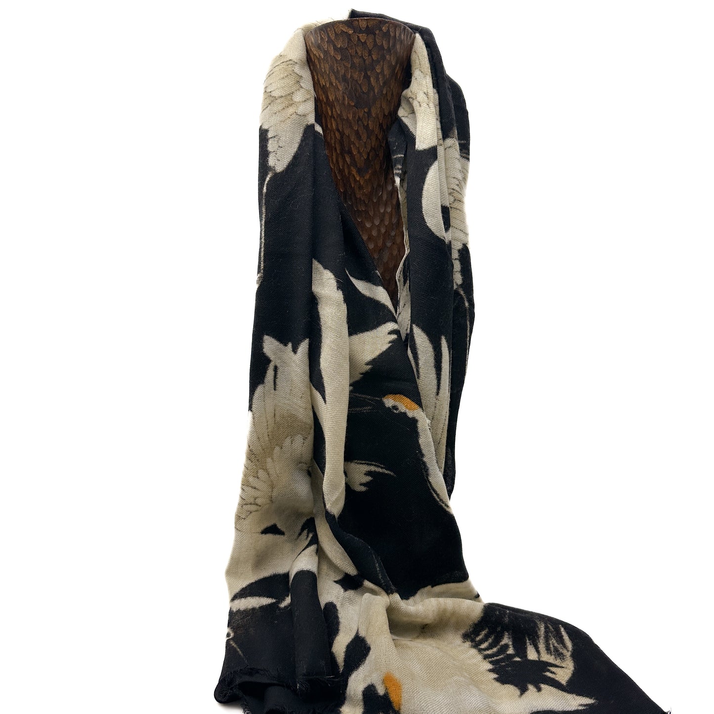 Black Stork Wool Scarf