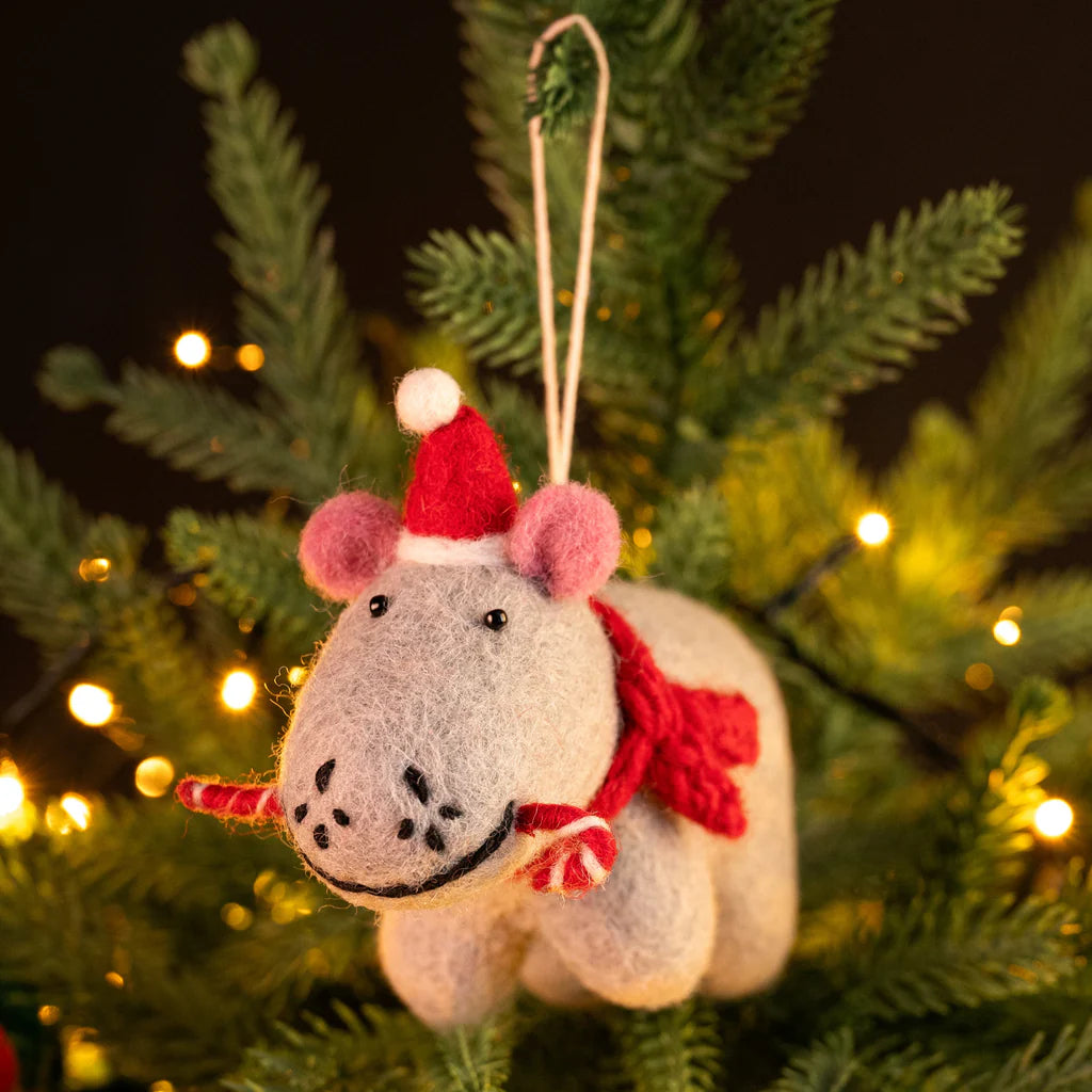 Hippo with Candy Cane