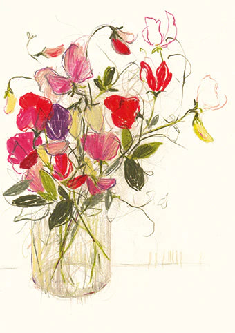 Vase of Sweetpeas Greeting Card
