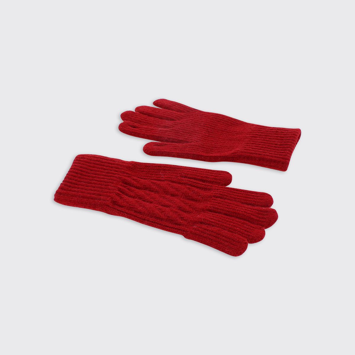 Freya Red Cable Knit Gloves