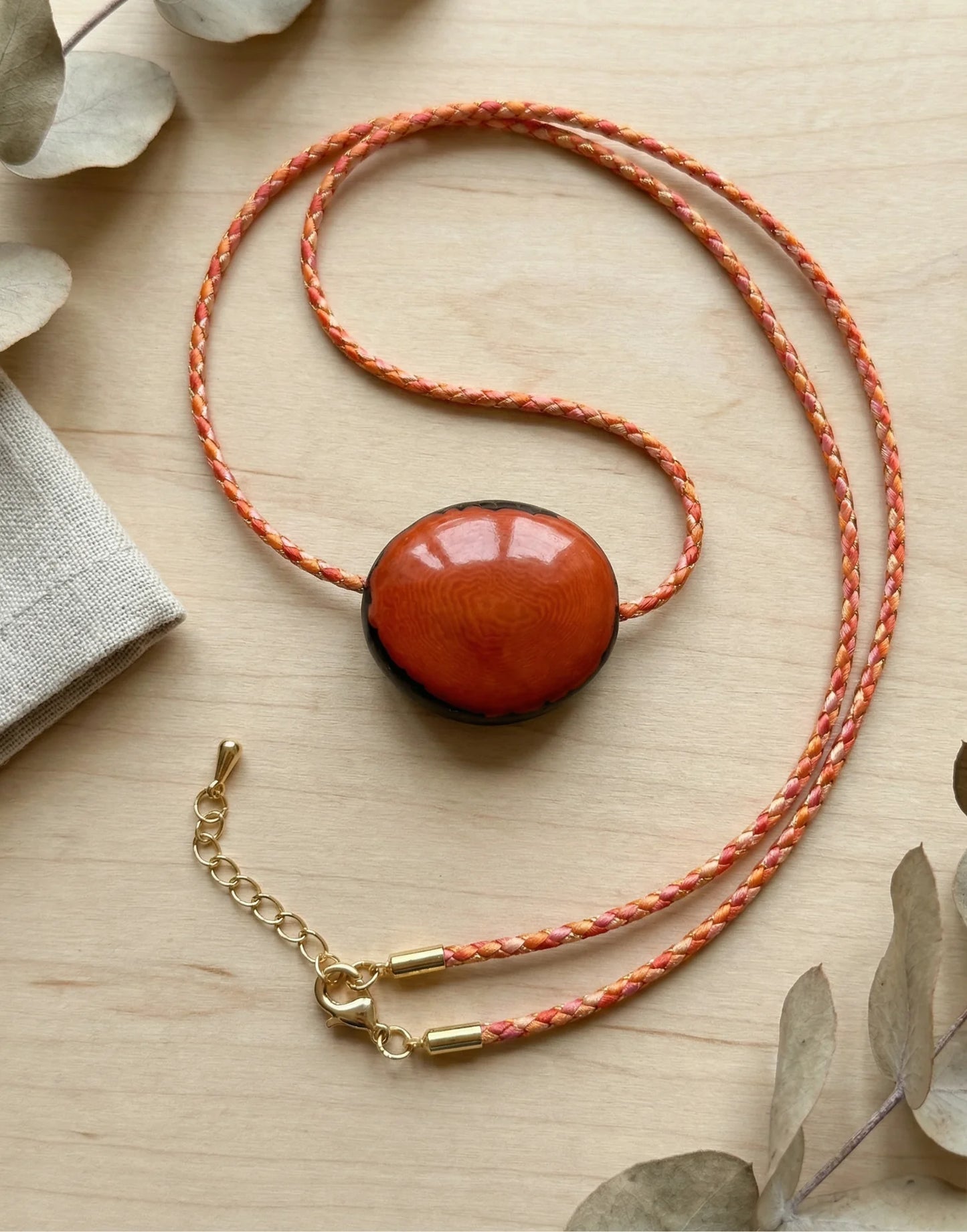 Leila Orange Tagua Pendant