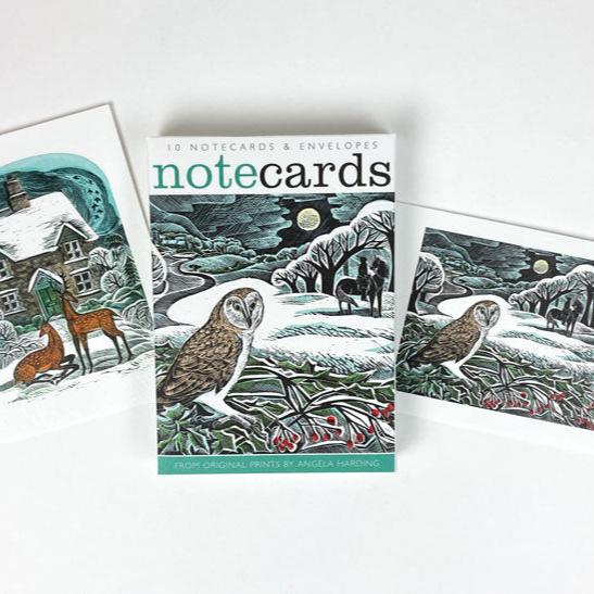 Owl Flight Xmas Cottage Card Set