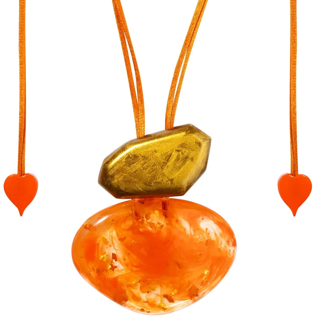 Pyrite Orange 2 bead Necklace