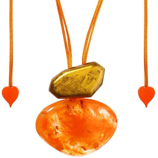 Pyrite Orange 2 bead Necklace