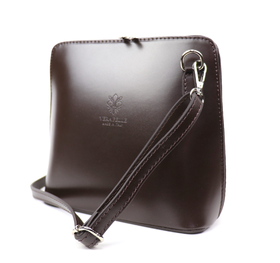 Medium Leather Cross Body Bag Chocolate