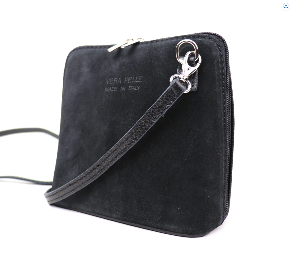 Navy Small Suede/Leather Crossbody Bag