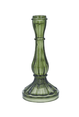 Hourglass Candlestick Green 21.5cm