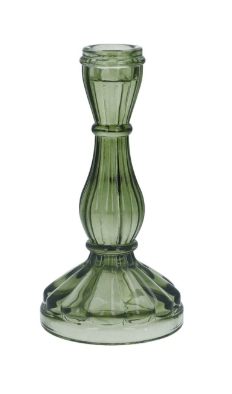 Hourglass Candlestick Green 16.5cm