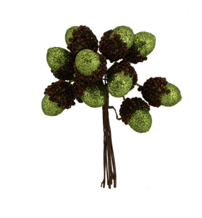 Green Sparkling Acorn Pick