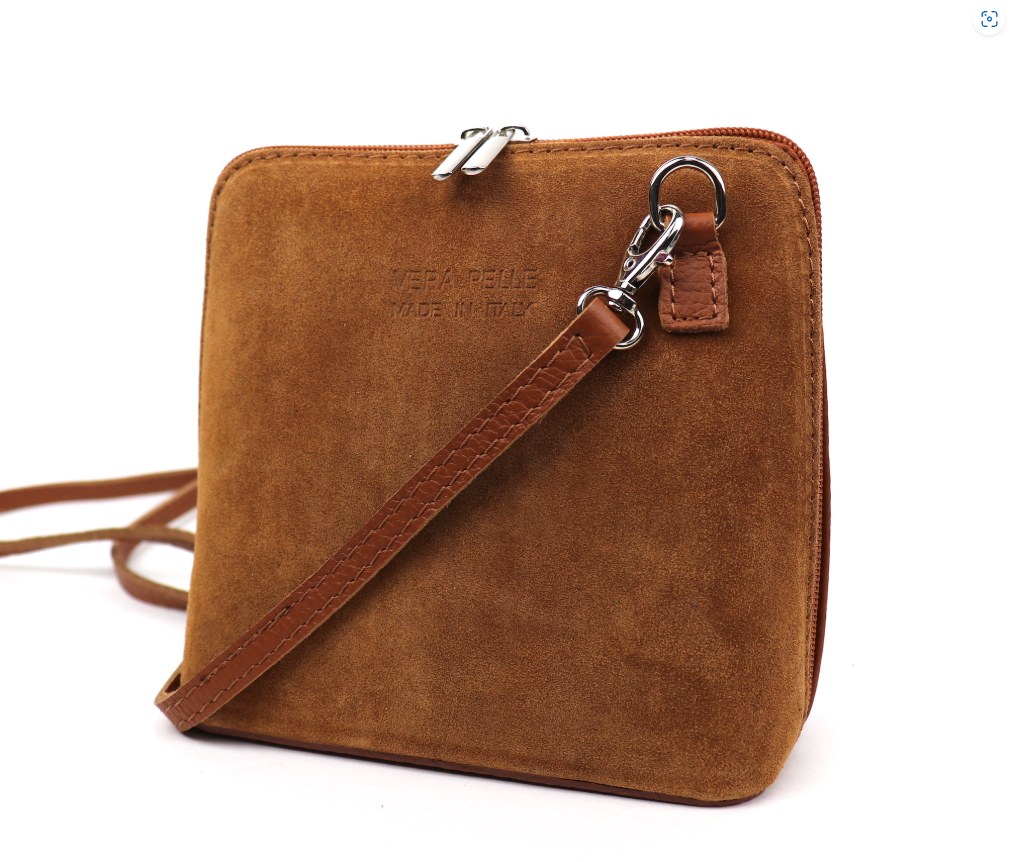 Light Tan Small Suede/Leather Crossbody Bag