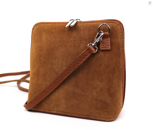 Light Tan Small Suede/Leather Crossbody Bag