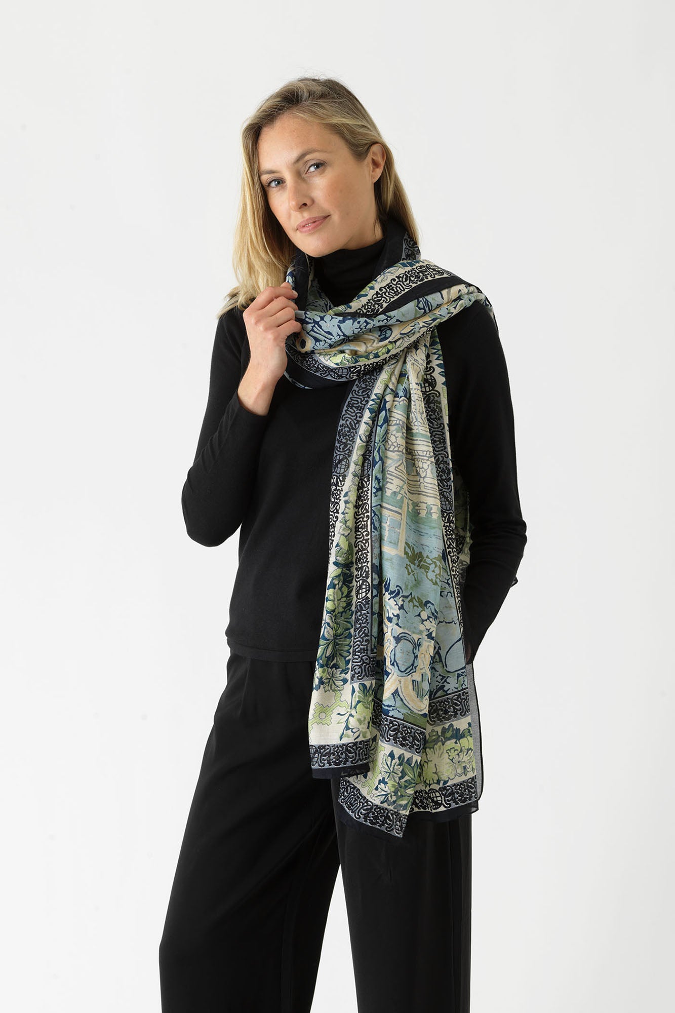Tapestry Sea Blue Scarf