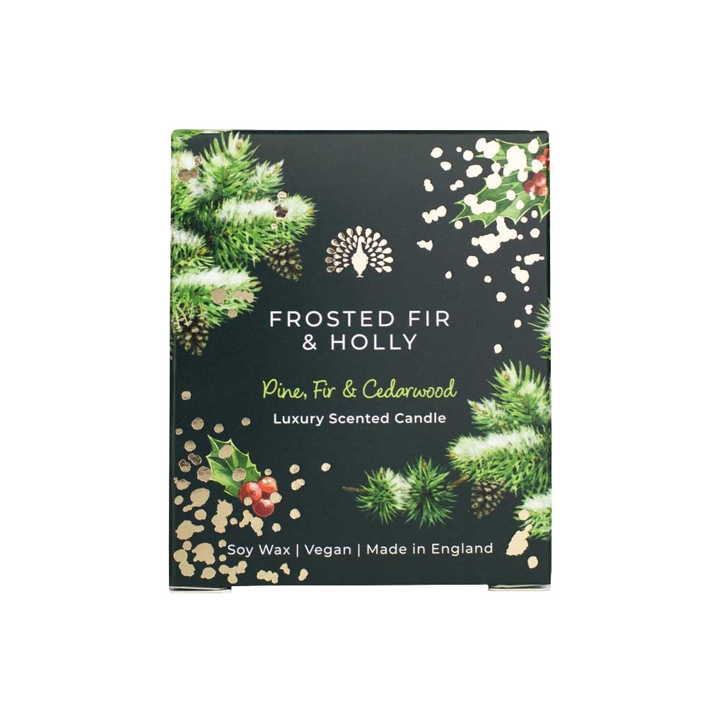 Christmas Tidings Frosted Fir and Holly Candle