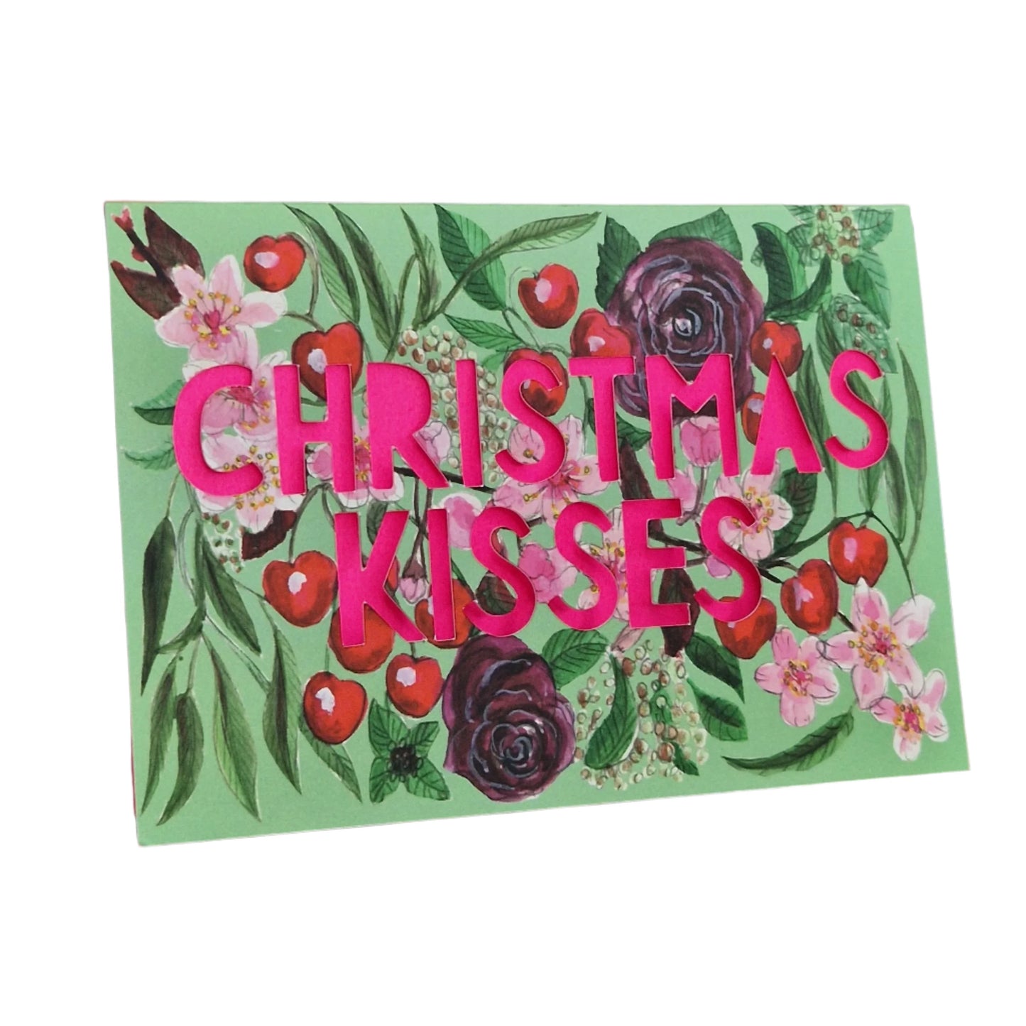 Christmas Kisses Neon Greetings Card