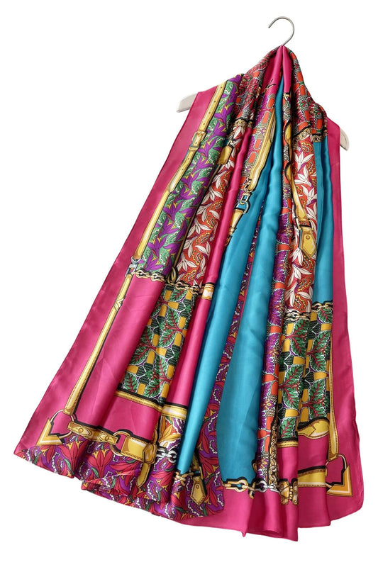 Pink Floral & Buckle Scarf