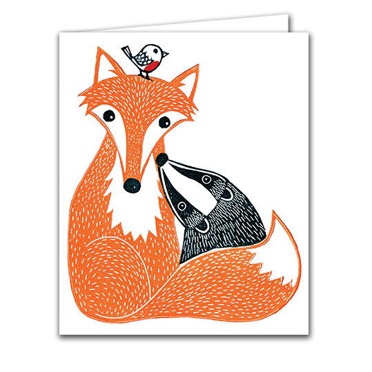 Fox, Badger and Robin Card