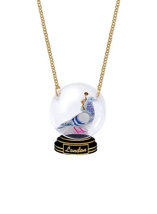 Pigeon Snow Globe Necklace