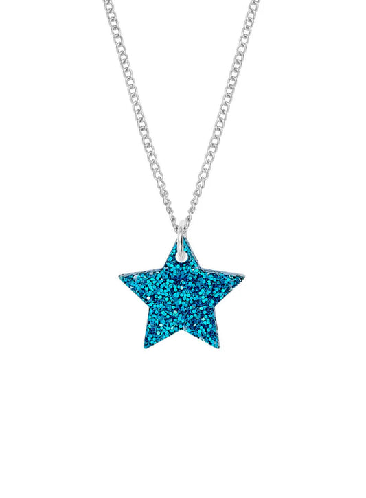 Star Blue Glitter Necklace