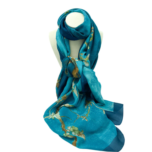 Vincent Van Gogh Almond Blossom Blue Silk Scarf