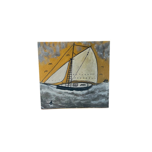 exclusively designed greetings card pack produced by king and mcgaw showcasing Max Wildman's beautiful paintings, taking inspiration from artist Alfred Wallis.