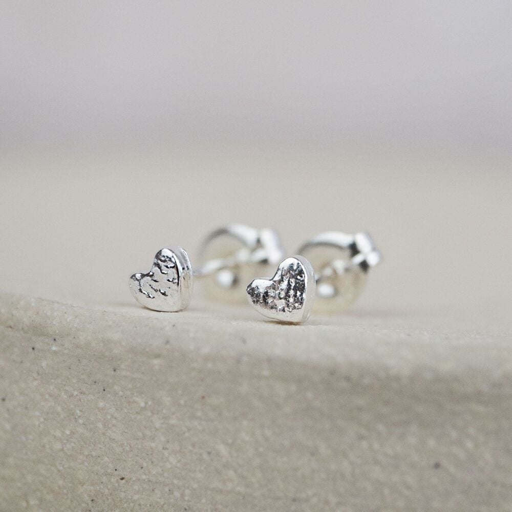 Heart Studs Stirling Silver