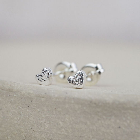 Heart Studs Stirling Silver
