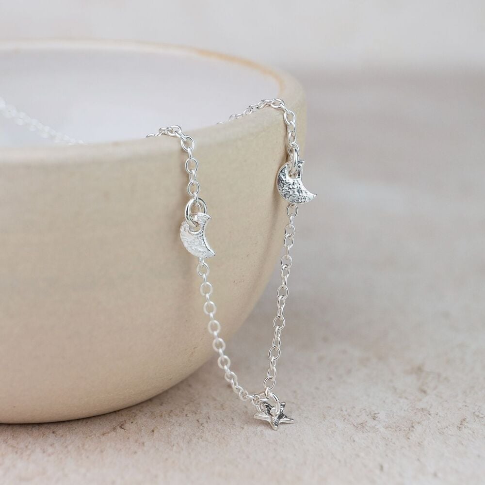 Star/Moon Necklace Stirling Silver