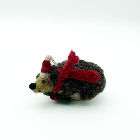 Hedgehog with a Sprig of Holly Decoration
