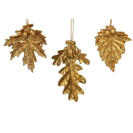 Gold Resin Leaf Christmas Decoration