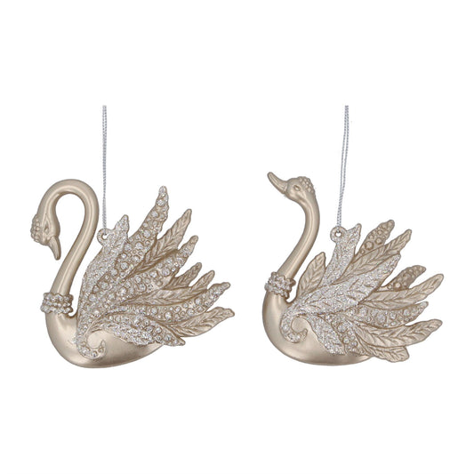 Pale Gold Swan Christmas Decoration