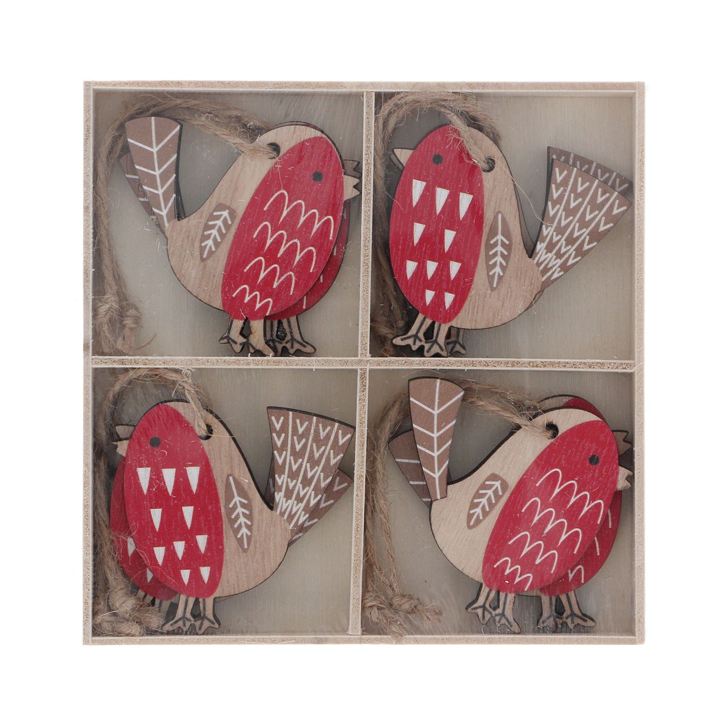 Painted Wood Robin Christmas Decoration