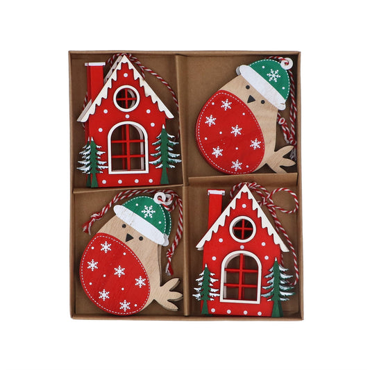 Scandi House and Robin Christmas Decoration