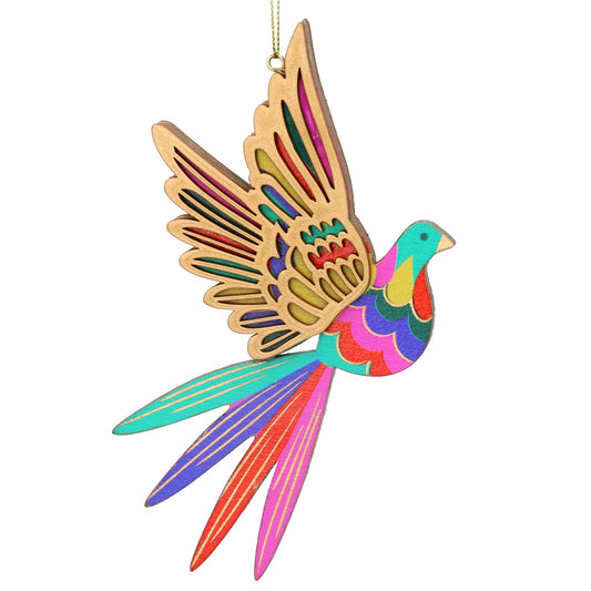 Wood Flying Rainbow Bird Christmas Decoration