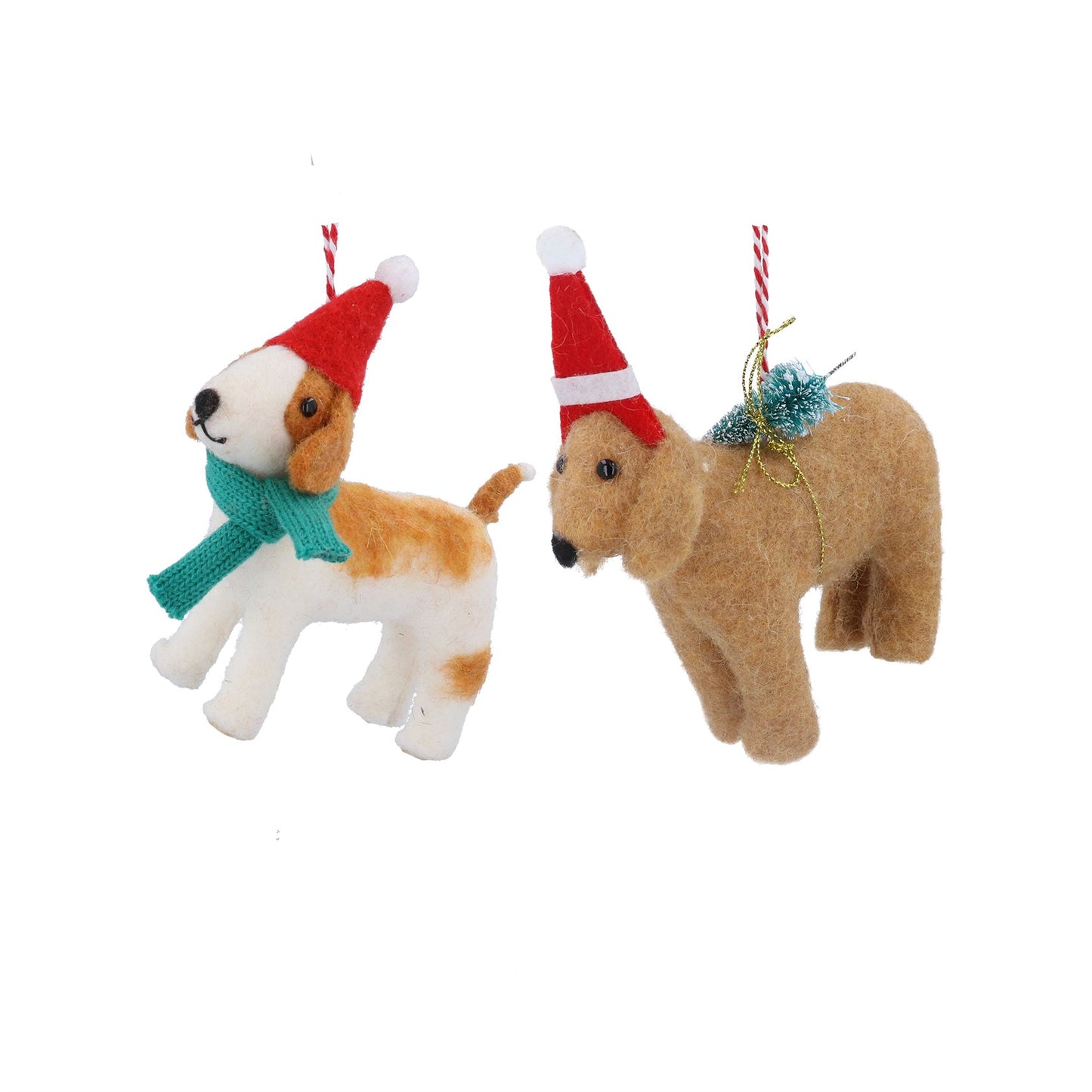 Plush Dogs with Hats Christmas Decoration