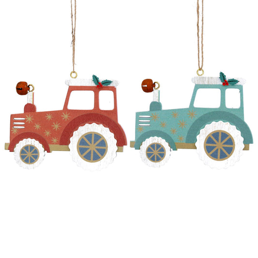 Wooden Tractor Christmas Decoration