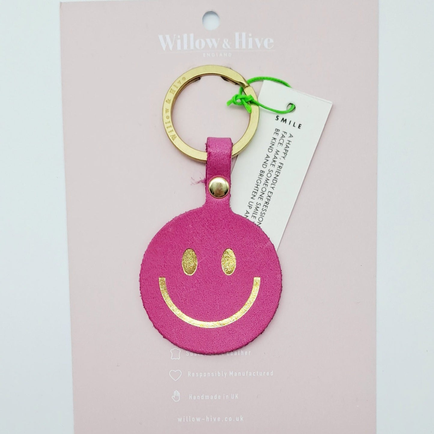 Willow & Hive Leather Smiley Key Ring