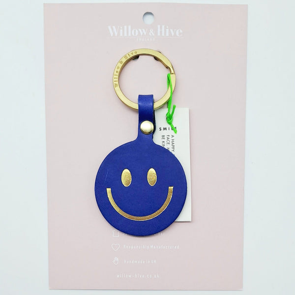 Willow & Hive Leather Smiley Key Ring