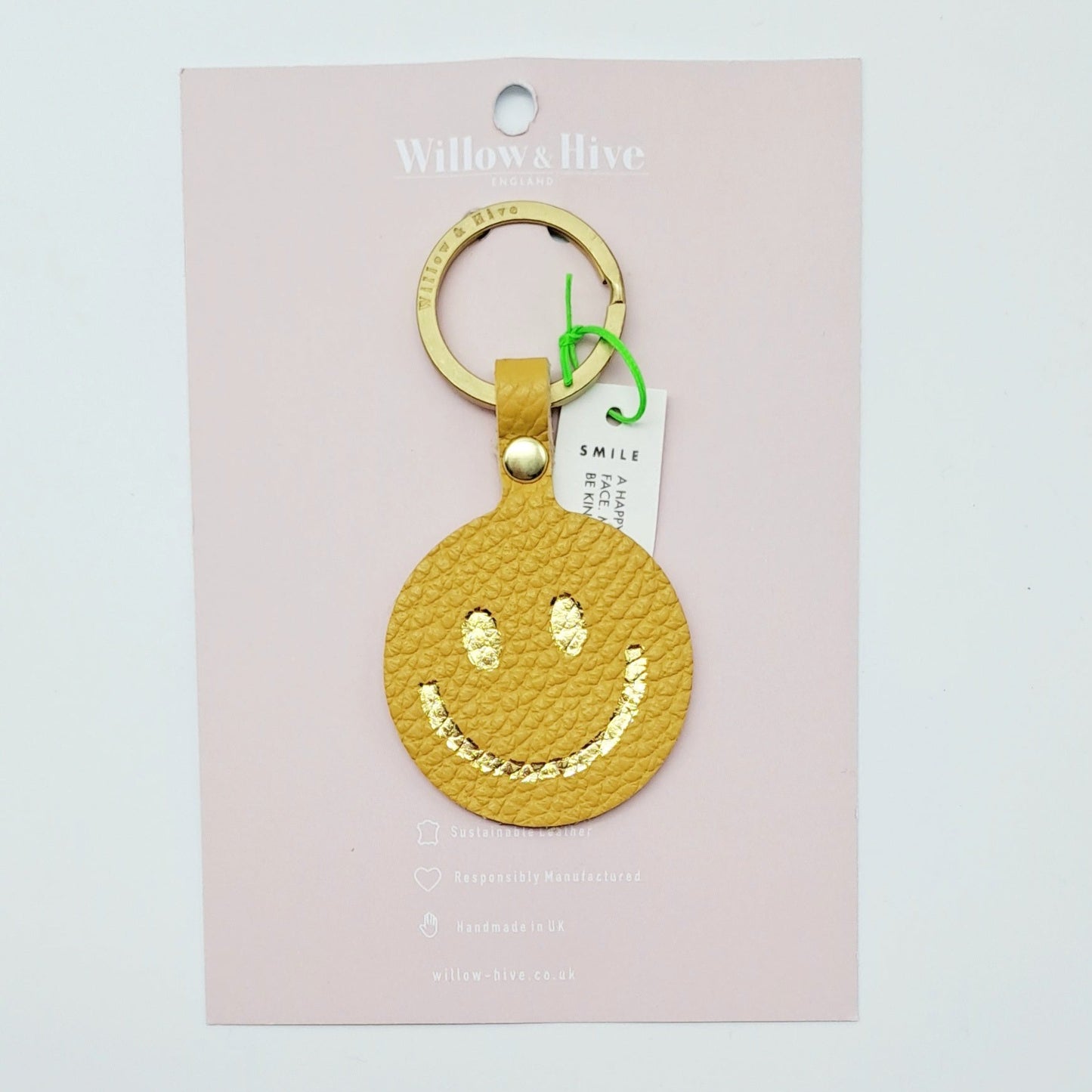 Willow & Hive Leather Smiley Key Ring