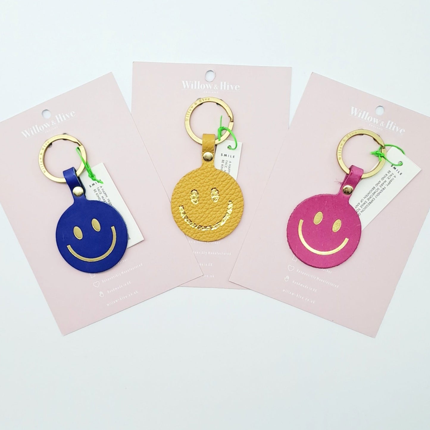 Willow & Hive Leather Smiley Key Ring