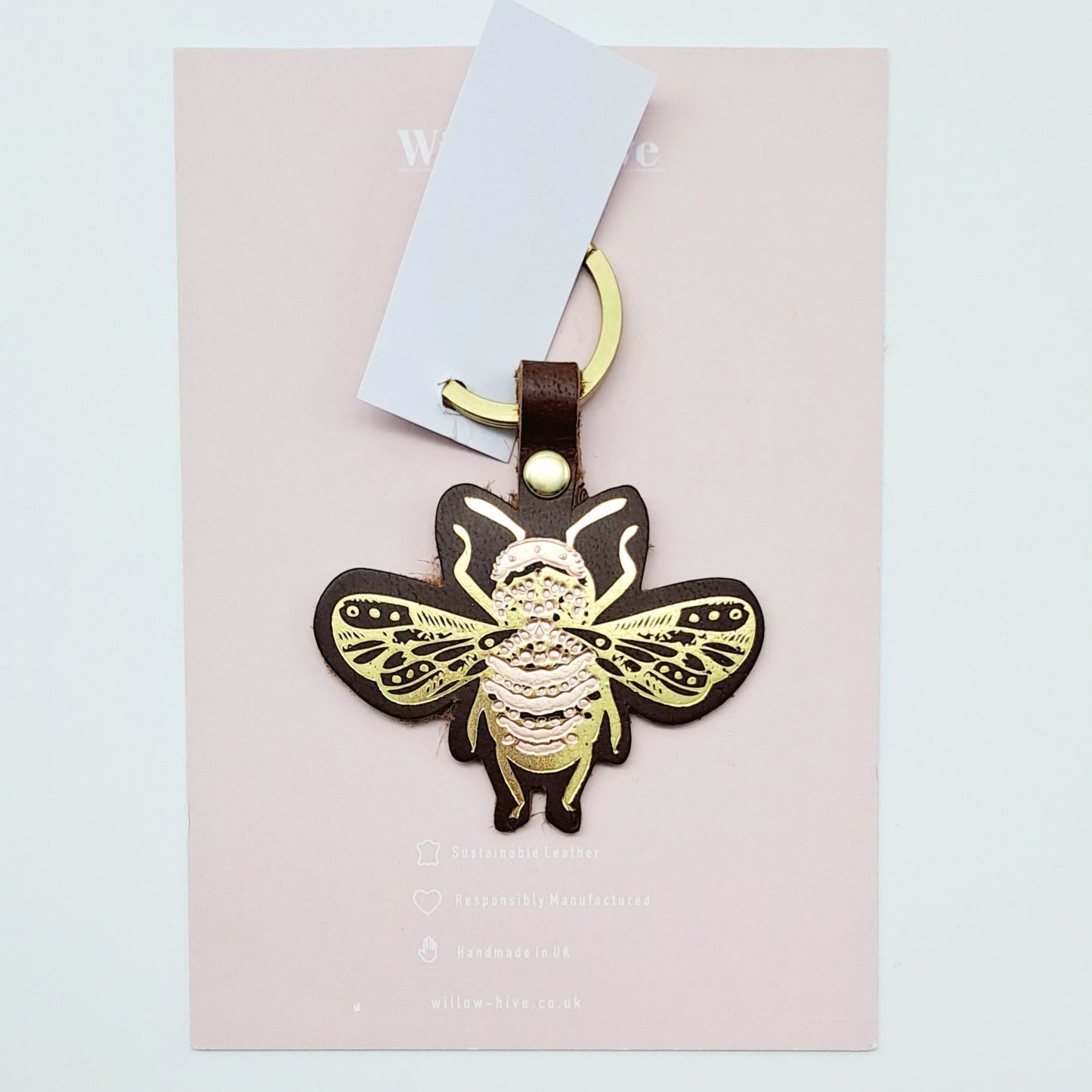 Willow & Hive Leather Bees Key ring