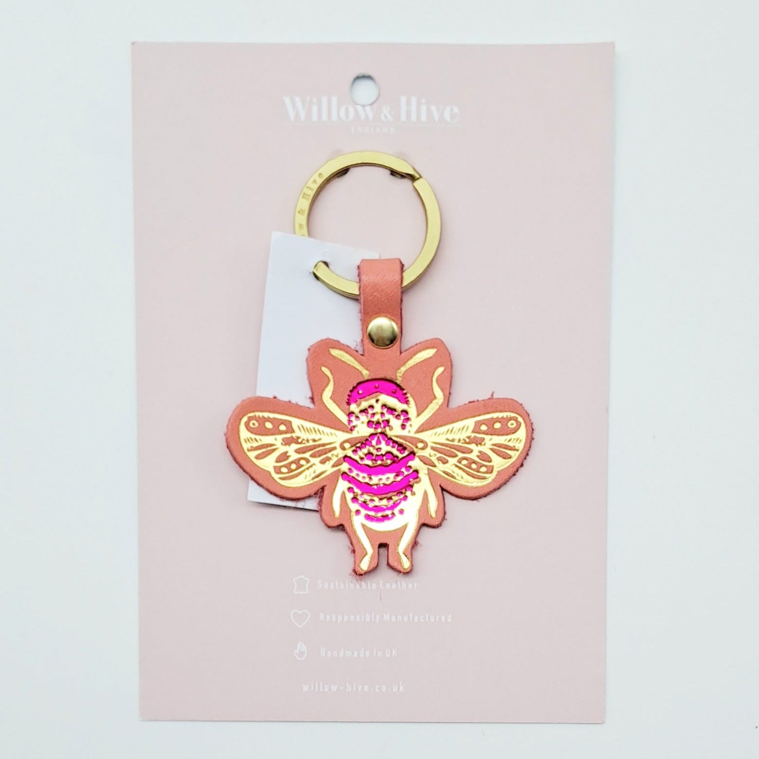 Willow & Hive Leather Bees Key ring