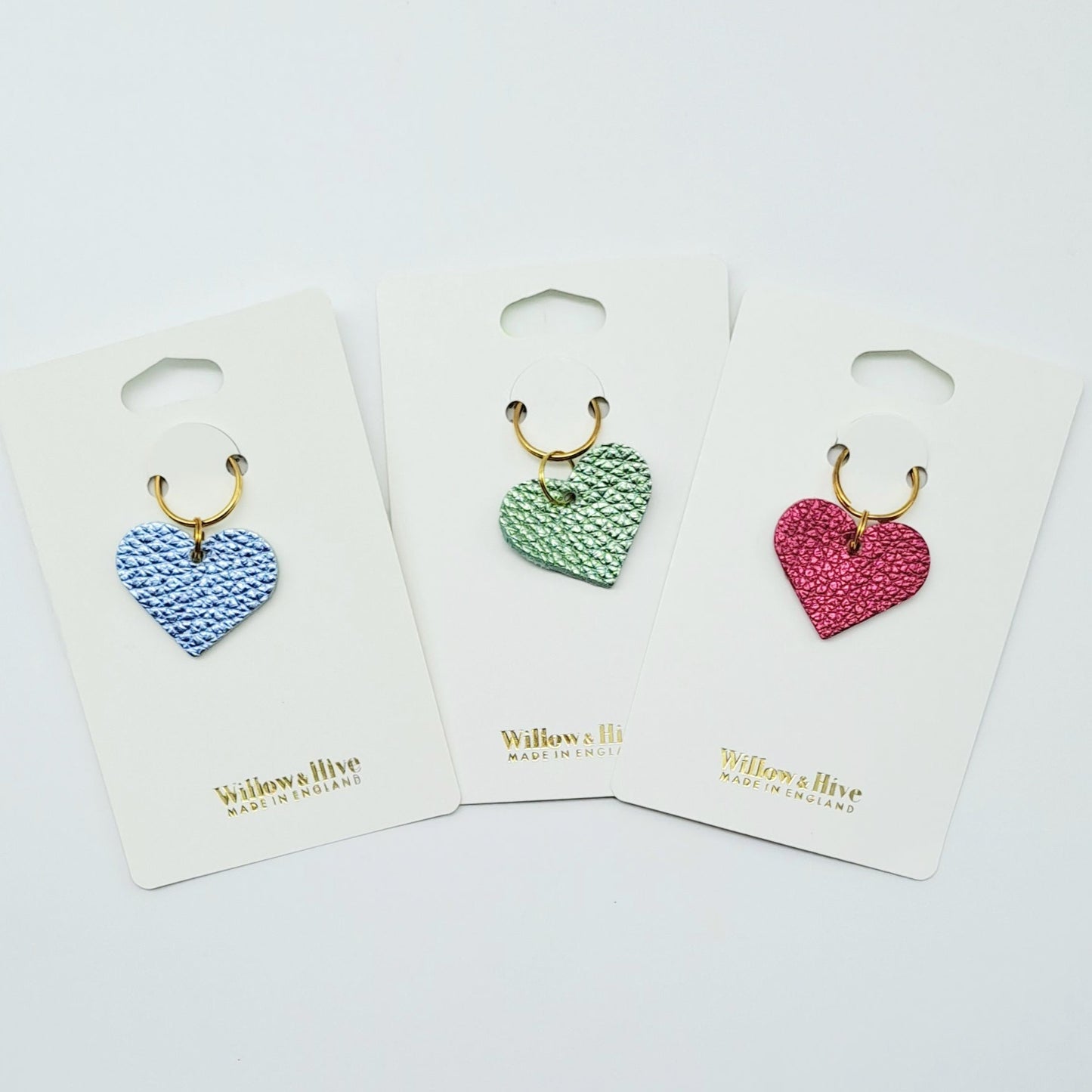 Willow & Hive Leather Mini Heart Charms Key ring