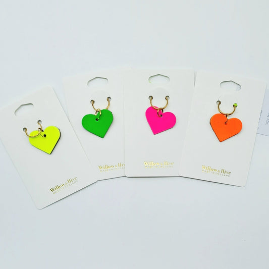 Willow & Hive Leather Mini Neon Heart Charms Key ring